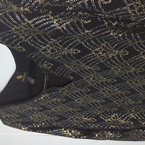 JM Collection Sz L Black Keyhole Top with Gold Sparkling Accents NWOT - Picture 4 of 5